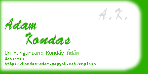 adam kondas business card